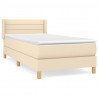 Cama box spring con colchón tela color crema 90x190 cm 2