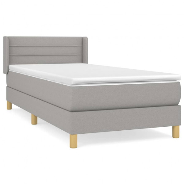 Cama box spring con colchón tela gris claro 90x200 cm M 2