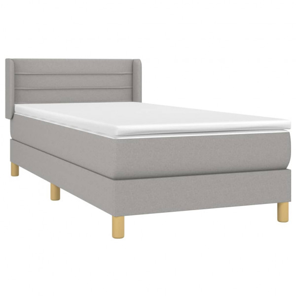 Cama com molas/colchão 90x200 cm tecido cinza-claro M 3