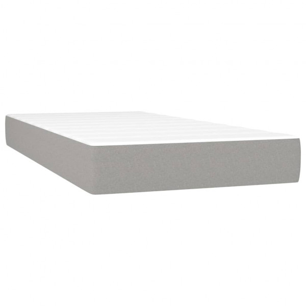 Cama box spring con colchón tela gris claro 90x200 cm M 5