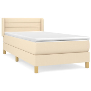 Cama box spring con colchón tela color crema 100x200 cm H