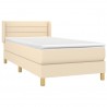 Cama box spring con colchón tela color crema 100x200 cm 3