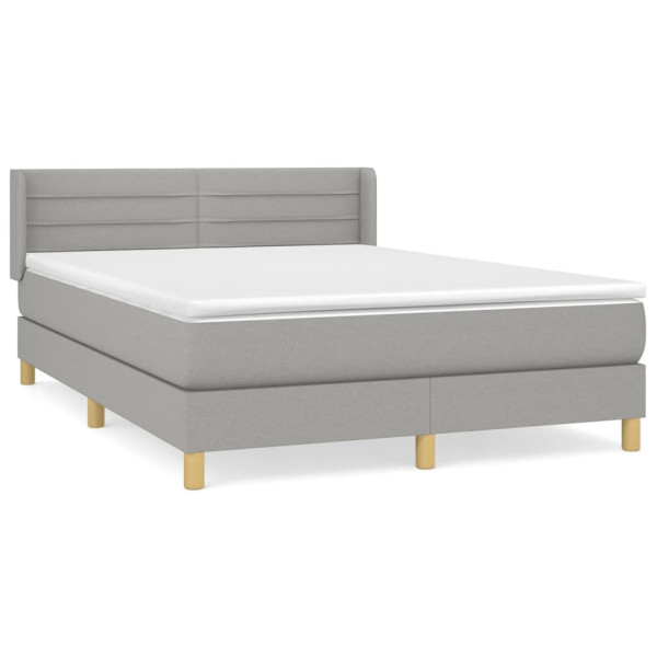 Cama box spring con colchón tela gris claro 140x190 cm M 3