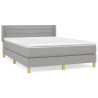 Cama box spring con colchón tela gris claro 140x190 cm 3