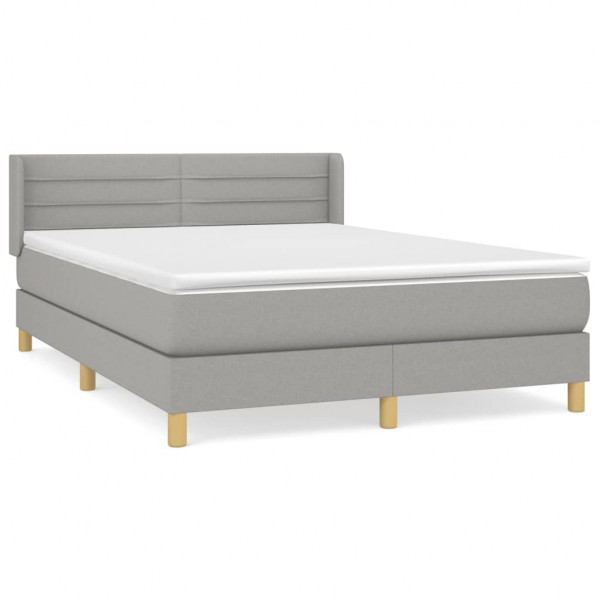 Cama box spring con colchón tela gris claro 140x200 cm M 2