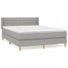 Cama box spring con colchón tela gris claro 140x200 cm 2