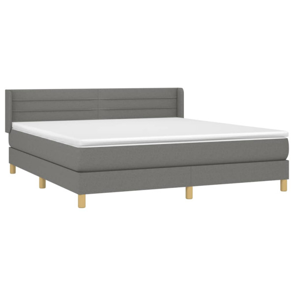 Cama box spring con colchón tela gris oscuro 160x200 cm M 3