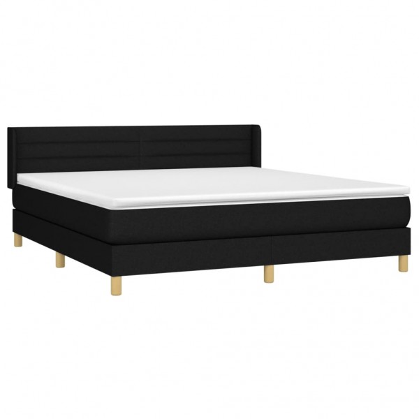 Cama box spring con colchón tela negro 160x200 cm M 3