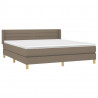 Cama box spring con colchón tela gris taupe 160x200 cm 3