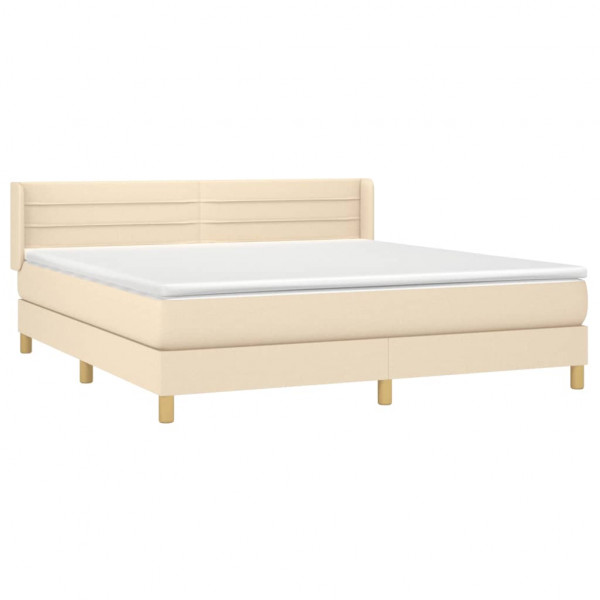 Cama box spring con colchón tela color crema 160x200 cm M 3