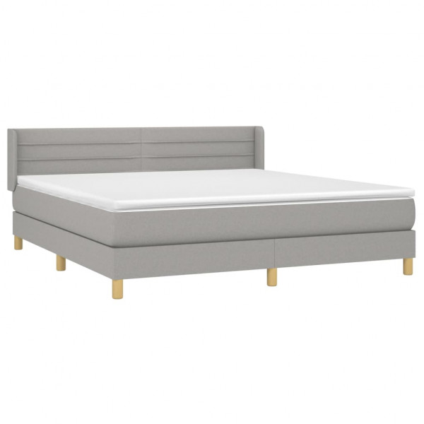 Cama box spring con colchón tela gris claro 180x200 cm M 3