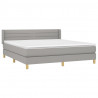 Cama box spring con colchón tela gris claro 180x200 cm 3