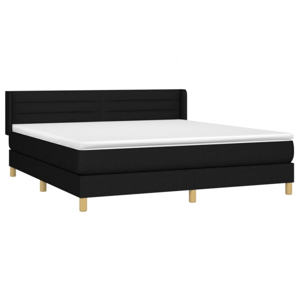 Cama box spring con colchón tela negro 180x200 cm M 3