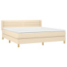 Cama box spring con colchón tela color crema 180x200 cm 3