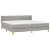 Cama box spring con colchón tela gris claro 200x200 cm 3