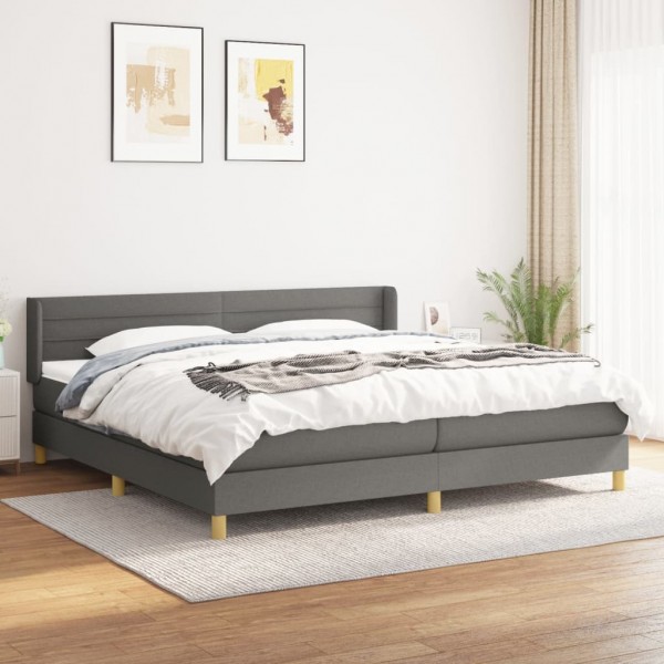 Cama box spring con colchón tela gris oscuro 200x200 cm D
