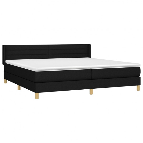 Cama box spring con colchón tela negro 200x200 cm M 3