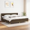 Cama box spring con colchón tela marrón oscuro 200x200 cm 1
