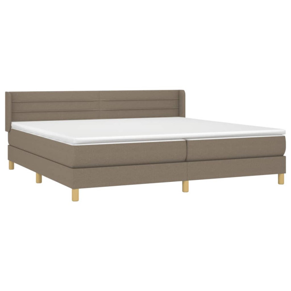 Cama box spring con colchón tela gris taupe 200x200 cm M 3