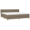 Cama box spring con colchón tela gris taupe 200x200 cm 3