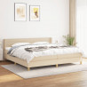 Cama box spring con colchón tela color crema 200x200 cm 1