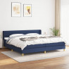 Cama box spring con colchón tela azul 200x200 cm 1