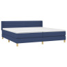 Cama box spring con colchón tela azul 200x200 cm 3