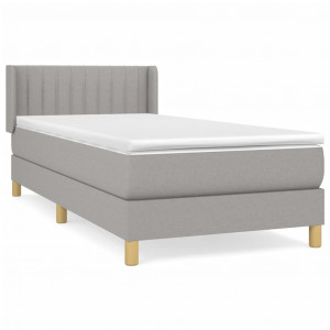 Cama box spring con colchón tela gris claro 80x200 cm H