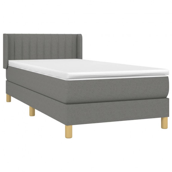 Cama box spring con colchón tela gris oscuro 80x200 cm M 3
