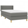 Cama box spring con colchón tela gris oscuro 80x200 cm 3
