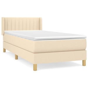Cama box spring con colchón tela color crema 80x200 cm H