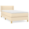 Cama box spring con colchón tela color crema 80x200 cm 2