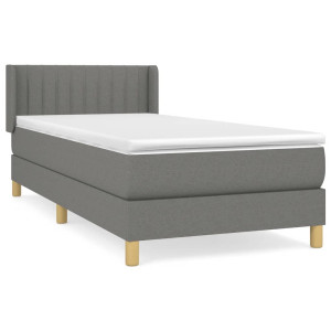 Cama box spring con colchón tela gris oscuro 90x190 cm H