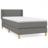 Cama com molas/colchão 90x190 cm tecido cinza-escuro 2