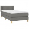 Cama box spring con colchón tela gris oscuro 90x200 cm 3
