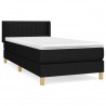 Cama box spring con colchón tela negro 90x200 cm 2