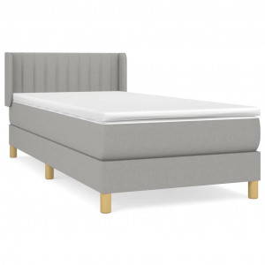 Cama box spring con colchón tela gris claro 100x200 cm H