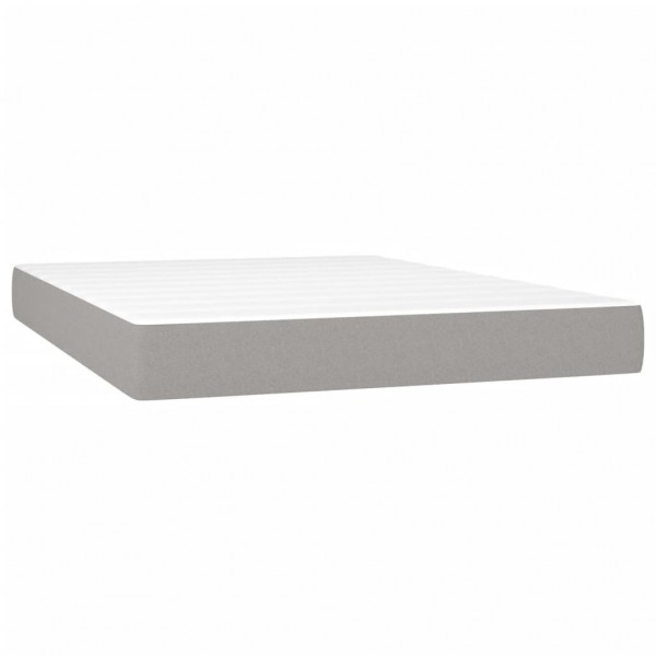 Cama box spring con colchón tela gris claro 140x190 cm M 5