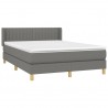 Cama box spring con colchón tela gris oscuro 140x200 cm 3