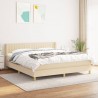 Cama box spring con colchón tela color crema 160x200 cm 1