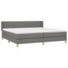 Cama box spring con colchón tela gris oscuro 200x200 cm 3