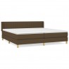 Cama box spring con colchón tela marrón oscuro 200x200 cm 2
