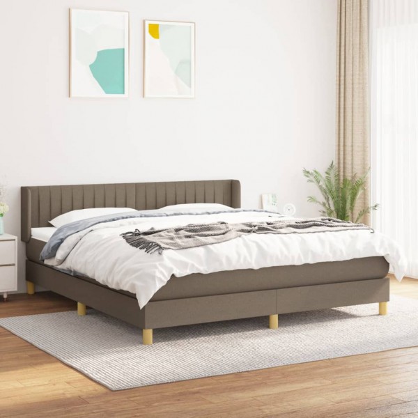 Cama box spring con colchón tela gris taupe 200x200 cm D