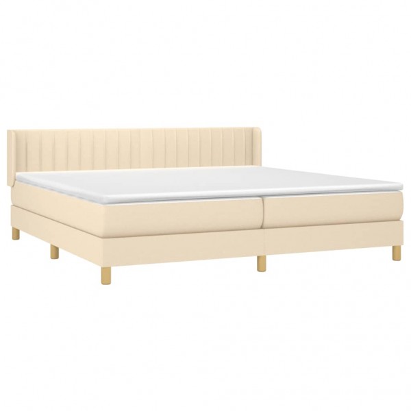 Cama com molas/colchão 200x200 cm tecido cor creme M 3