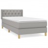 Cama box spring con colchón tela gris claro 80x200 cm 2
