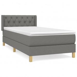 Cama box spring con colchón tela gris oscuro 80x200 cm H