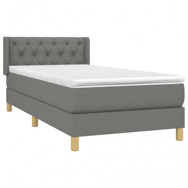 Cama box spring con colchón tela gris oscuro 80x200 cm M 3
