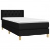 Cama box spring con colchón tela negro 80x200 cm 3