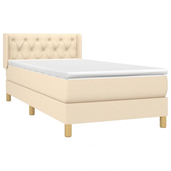 Cama box spring con colchón tela color crema 80x200 cm M 3