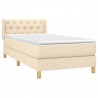 Cama box spring con colchón tela color crema 80x200 cm 3